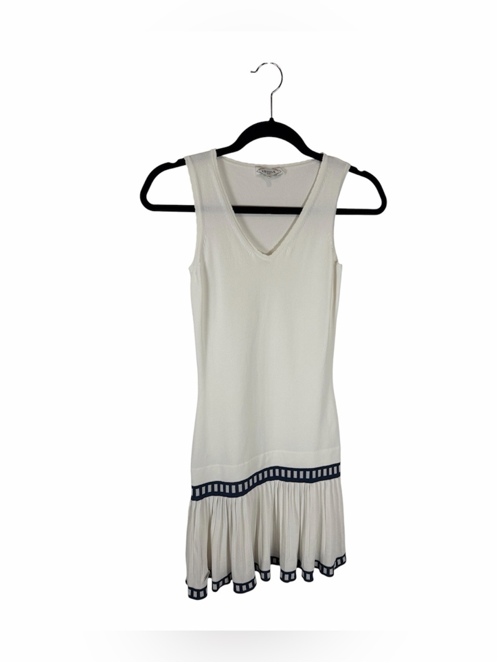 L’etoile sport white v neck pleated skirt mini dress with blue accent XS